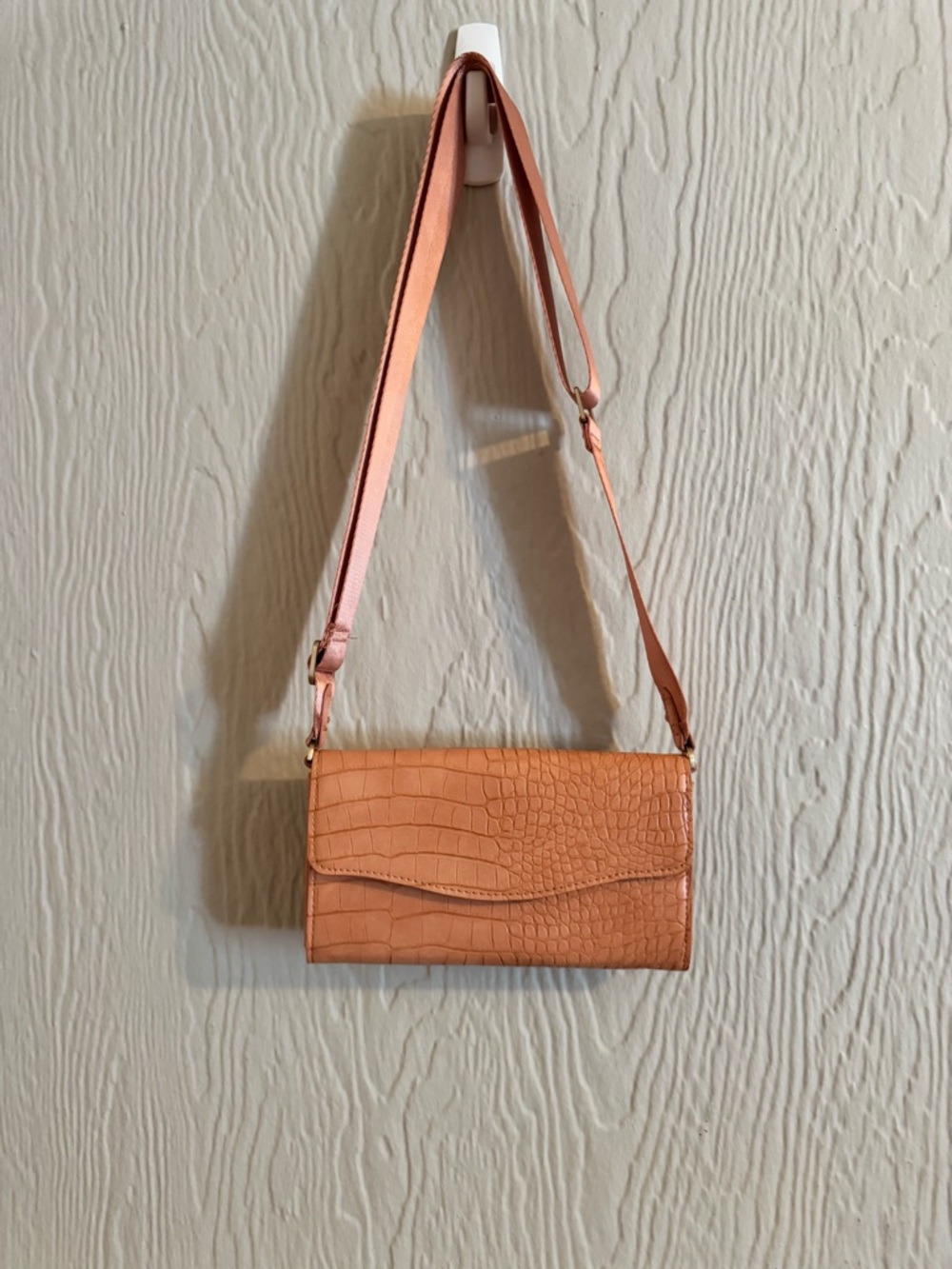 a new day Peach Croc-Embossed Crossbody Purse